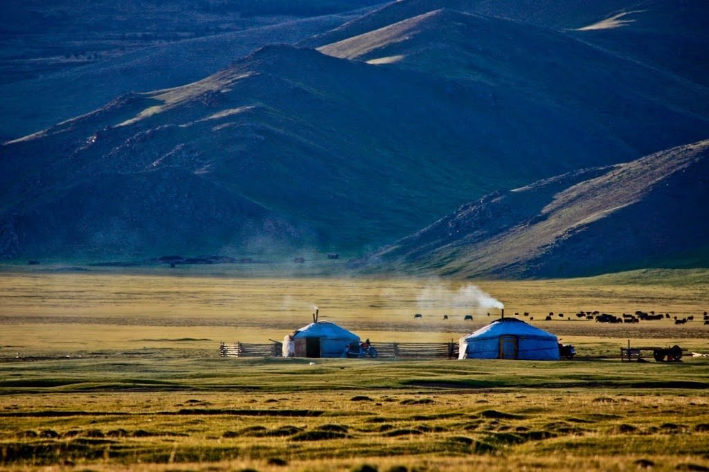 One of the 'eternal' landscapes of Mongolia - gers in the central Khangai Mountains.