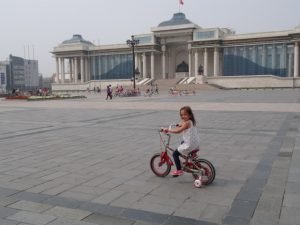 Exploring by bike - Sukhbaatar Square in Ulaanbaatar, Mongolia