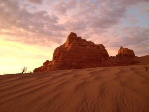 The sandstone formations of Khermen Tsav in Mongolia's southern Gobi Desert