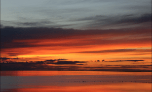 Sunset over Buir Nuur in Dornod Aimag - Mongolia's eastern most province.