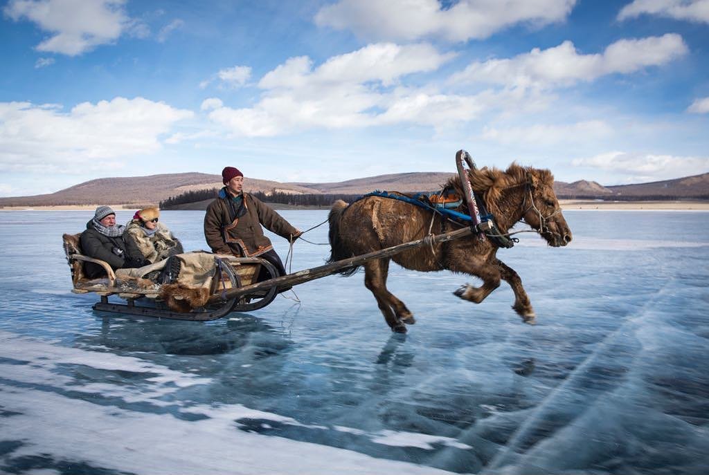 During a Mongolia horse sleigh expedition - Khovsgol