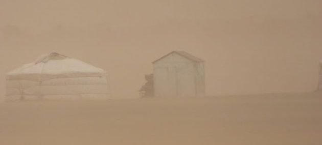 Sand storms such as this one are a frequent occurrence in Mongolia during the spring season - not just in the Gobi Desert but countrywide.
