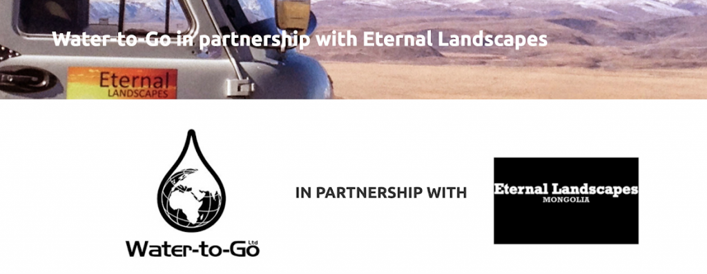 An image showcasing the partnership beteen Water-to-Go and Eternal Landscapes Mongolia
