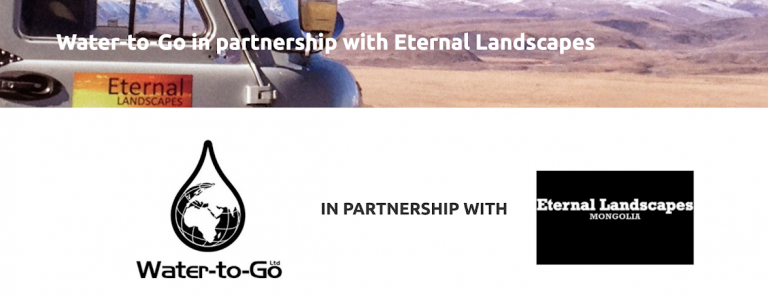 An image showcasing the partnership beteen Water-to-Go and Eternal Landscapes Mongolia