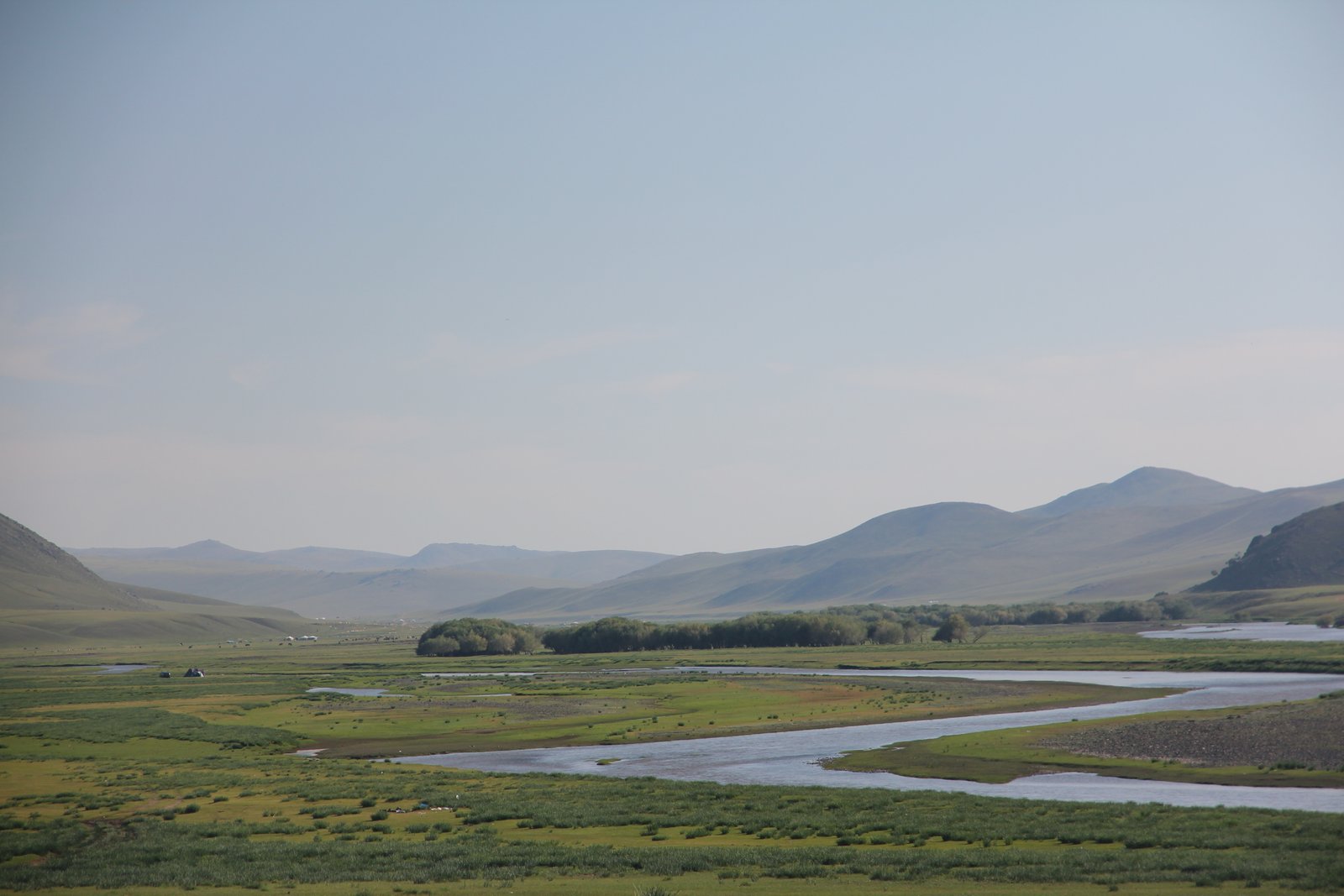 The Orkhon River in central Mongolia just before it passes through the town of Kharkhorin. Another example of the diversity of the landscapes of Mongolia