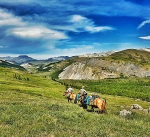 Horse trekking in the Khoridol Saridag mountains on our horse trekking in Mongolia blog
