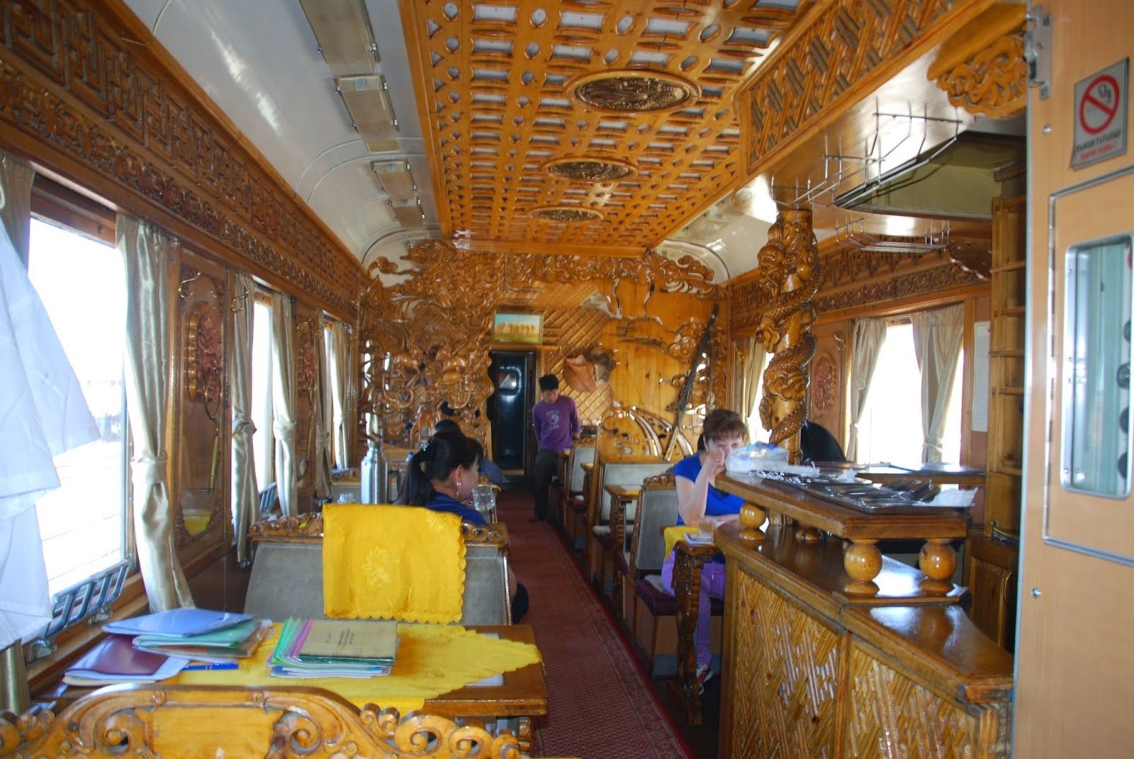 Trans Mongolian train restaurant car