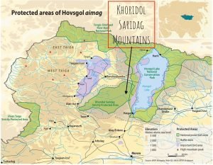 Map Khoridol Saridag Mountains Mongolia