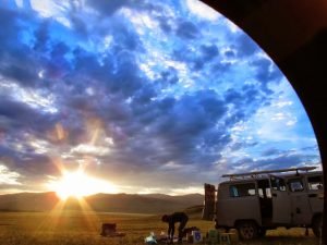 Furgon van and sunrise