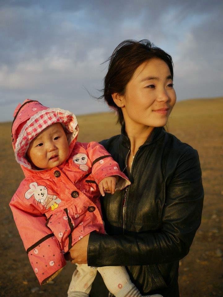 Mongolian woman and baby