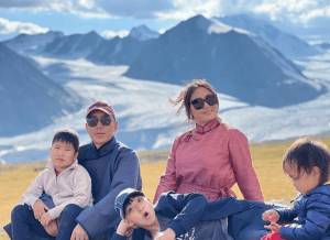 An image of Tuya, our manager, and her family, in this blog post focusing on Mother and Children's Day in Mongolia