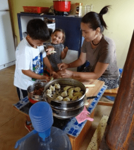 Cooking during family tours in Mongolia