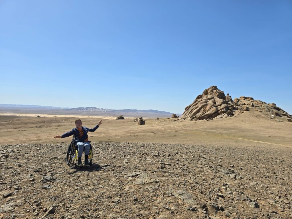 Wheelchair user in Mongolia, accessible tours