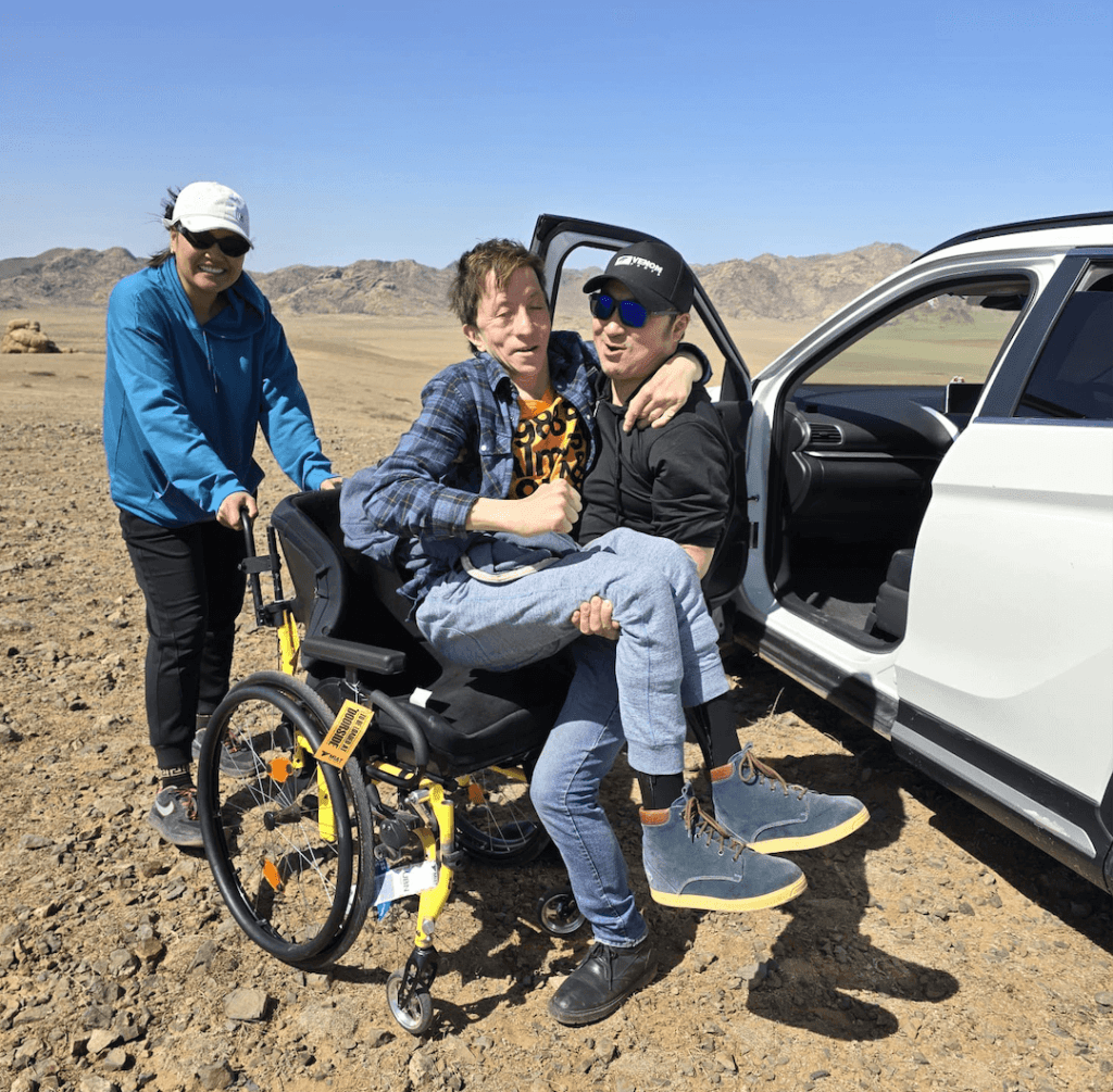 A wheelchair traveller in Mongolia as part of our accessible tourism in Mongolia with Eternal Landscapes blog post