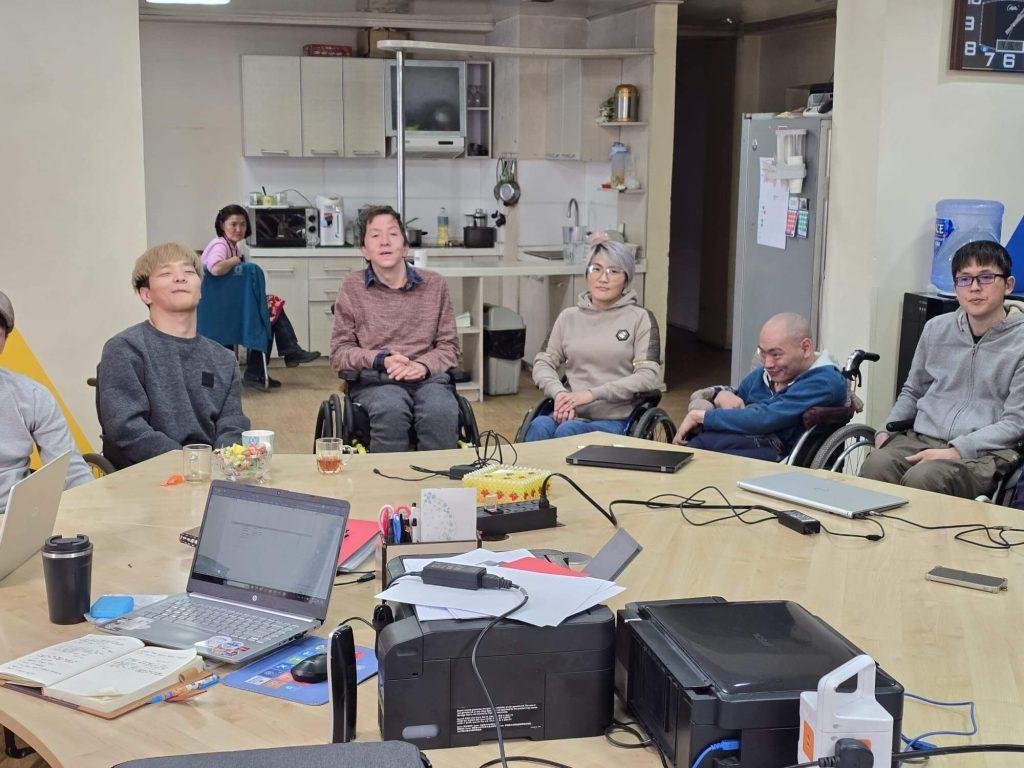 A wheelchair user at Universal Progress Centre in Ulaanbaatar in our Accessible Tourism in Mongolia blog post