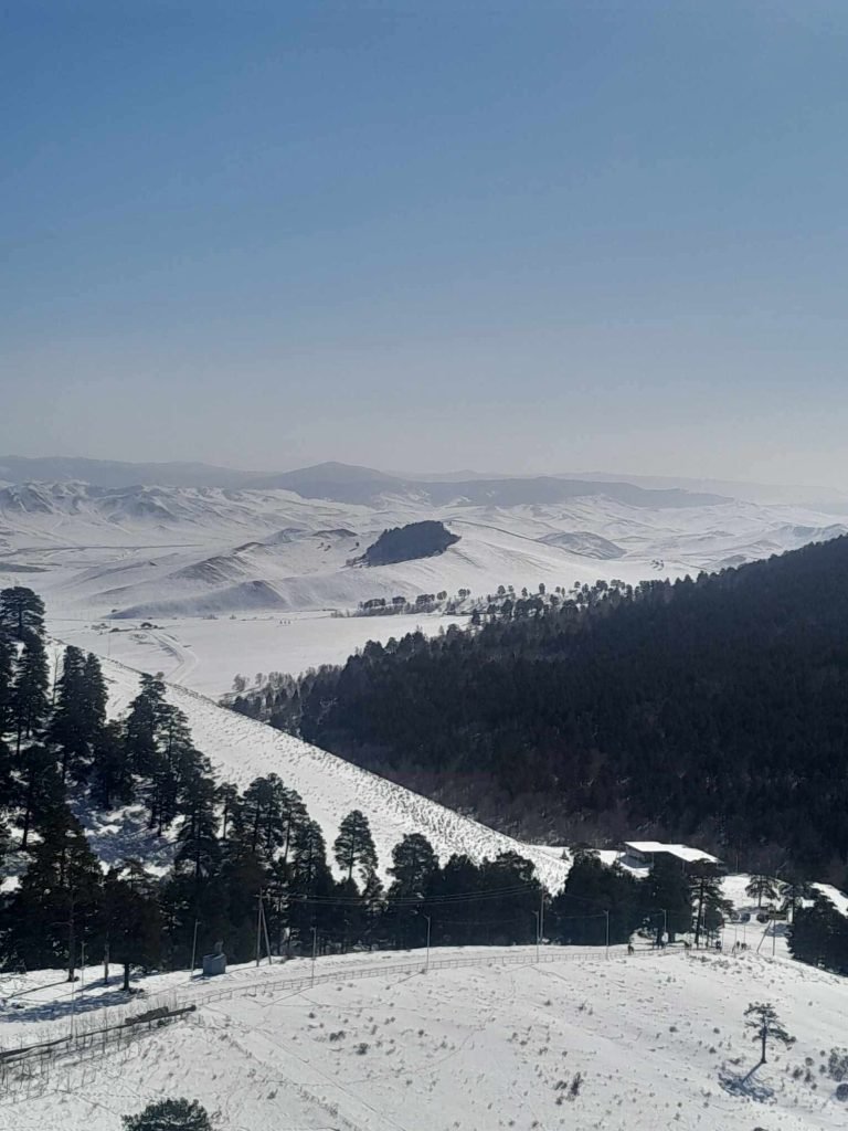 View from Aglag Buteel Khiid Monastery in winter on our Mongolia one day tour
